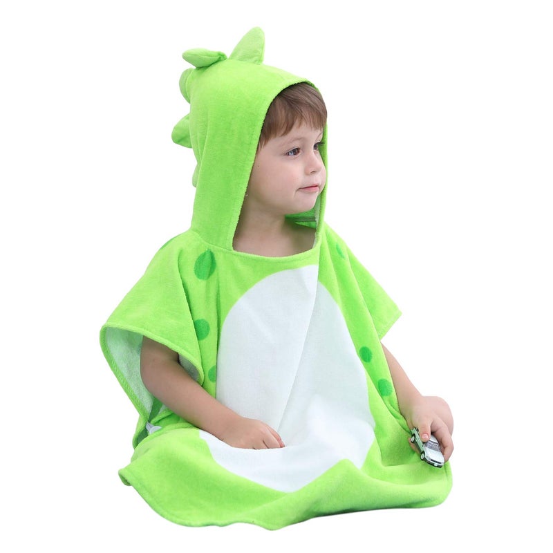 LOLANTA Baby Boys Dinosaur Hooded Bath Towels, Toddlers Kid's Beach Towel Pool Poncho Swim Terry Cloth Cover-Ups 100% Cotton (Green#B, 1-3T) - Image 4